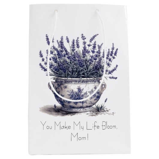 Lavender in Delft Blue, customizable Medium Cadeauzakje (Voorkant)