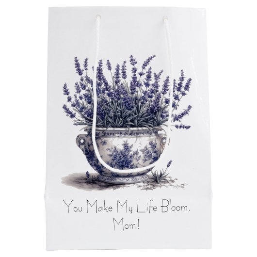 Lavender in Delft Blue, customizable  Medium Cadeauzakje (Achterkant)