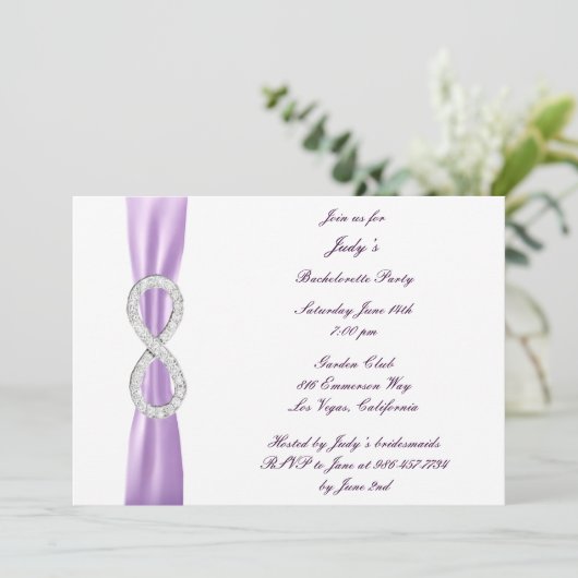 Lavender Infinity Bachelorette Party Invitation Kaart (Staand voorkant)