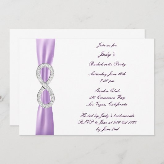 Lavender Infinity Bachelorette Party Invitation Kaart (Voorkant / Achterkant)