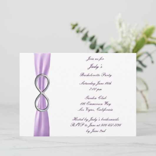 Lavender Infinity Bachelorette Party Invitation Kaart (Staand voorkant)