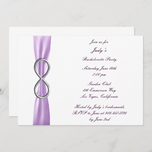 Lavender Infinity Bachelorette Party Invitation Kaart (Voorkant / Achterkant)