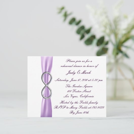 Lavender Infinity Rehearsal Dinner Invitation Kaart (Staand voorkant)