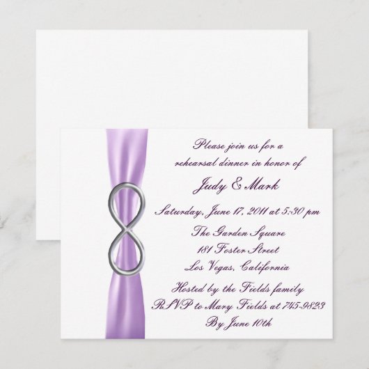 Lavender Infinity Rehearsal Dinner Invitation Kaart (Voorkant / Achterkant)