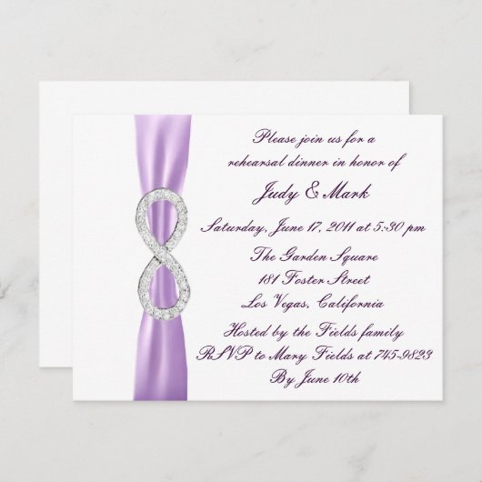 Lavender Infinity Rehearsal Dinner Invitation Kaart (Voorkant / Achterkant)