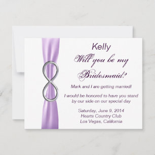 Lavender Infinity Wedding Bridesmaid Kaart