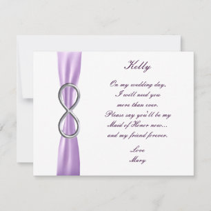 Lavender Infinity Wedding Maid of Honor Kaart