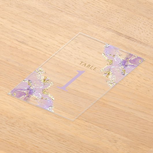 lavender ink Table Number 1 Acryl Uitnodigingen (Laagn)