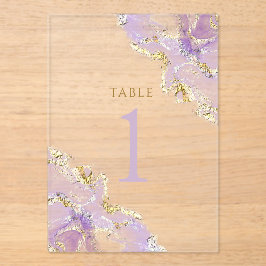 lavender ink Table Number 1 Acryl Uitnodigingen