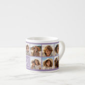 Lavender Instagram Photo Collage Custom Monogram Espresso Kop (Voorkant rechts)