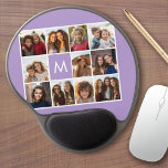 Lavender Instagram Photo Collage Custom Monogram Gel Muismat<br><div class="desc">Moderne Paarse pasta Lila - Gebruik 11 vierkante foto's om een uniek en persoonlijk cadeau te creëer. Of je kunt de hipster puppy houden en een trendy keepslag maken. Als u de afbeeldingen moet aanpassen,  klik op het aanpassingshulpmiddel om veranderingen aan te brengen.</div>