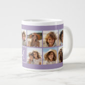 Lavender Instagram Photo Collage Custom Monogram Grote Koffiekop (Voorkant rechts)