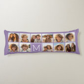 Lavender Instagram Photo Collage Custom Monogram Lichaamskussen (Achterkant)