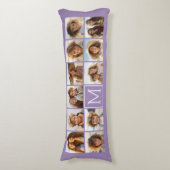 Lavender Instagram Photo Collage Custom Monogram Lichaamskussen (Voorkant Verticaal)