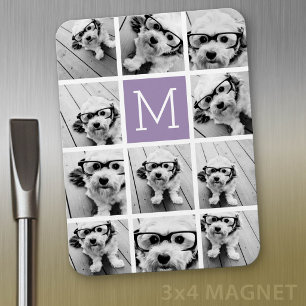 Lavender Instagram Photo Collage Custom Monogram Magneet