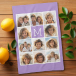 Lavender Instagram Photo Collage Custom Monogram Theedoek<br><div class="desc">Moderne Paarse pasta Lila - Gebruik 11 vierkante foto's om een uniek en persoonlijk cadeau te creëer. Of je kunt de hipster puppy houden en een trendy keepslag maken. Als u de afbeeldingen moet aanpassen,  klik op het aanpassingshulpmiddel om veranderingen aan te brengen.</div>