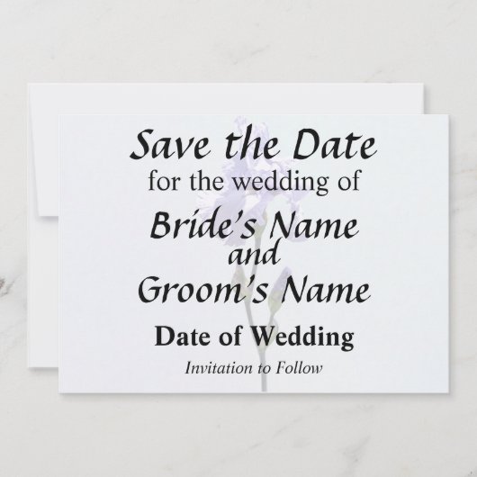 Lavender Iris and Buds Save The Date (Voorkant)