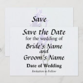Lavender Iris and Buds Save The Date (Voorkant / Achterkant)