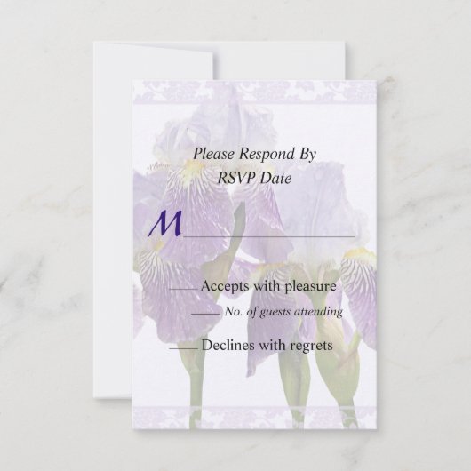Lavender Iris Couple Wedding Supplies RSVP Kaartje (Voorkant)