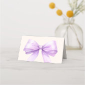 Lavender Ivory bow Place Cards Elegant Folded Plaatskaartje (Achterkant)