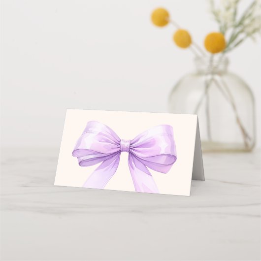 Lavender Ivory bow Place Cards Elegant Folded Plaatskaartje (Achterkant)