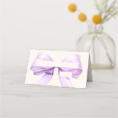 Lavender Ivory bow Place Cards Elegant Folded Plaatskaartje (Voorkant)
