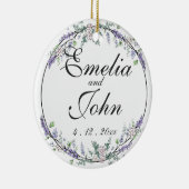 Lavender Ivory Roos en Eucalyptus Keramisch Ornament (Rechts)