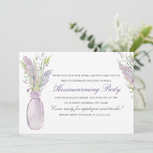Lavender Jar Housewarming Party Kaart (Staand voorkant)