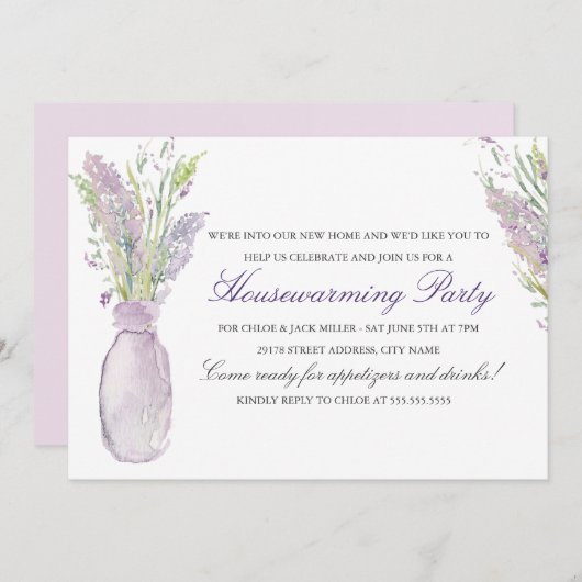 Lavender Jar Housewarming Party Kaart (Voorkant / Achterkant)