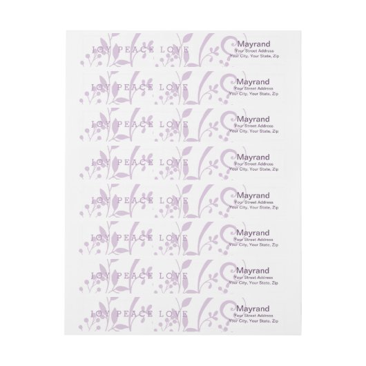Lavender Joy Peace Love Holiday Wraparound Label (Vel)