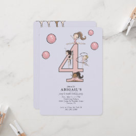 Lavender Jump & Tumble Gymnastics 4th Birthday Kaart