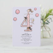 Lavender Jump & Tumble Turnen 4e Verjaardag Kaart (Staand voorkant)
