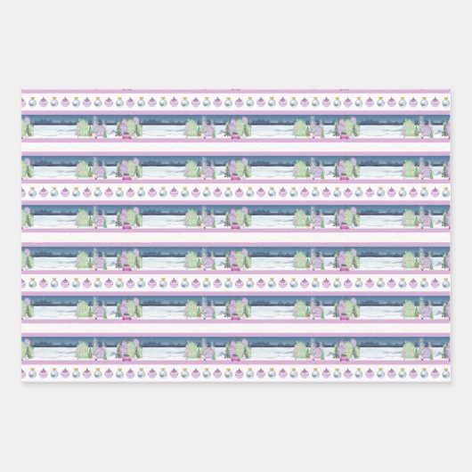 Lavender Kerstdorp Inpakpapier Vel (Voorkant 2)