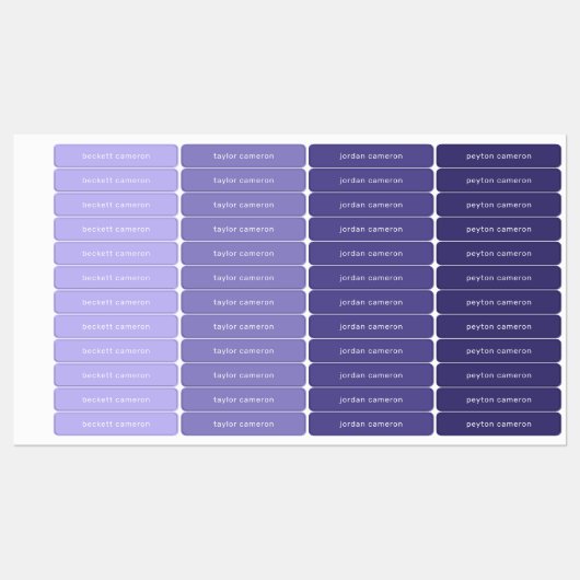 Lavender Kinder Naam IJzer op Kleding Labels (Vel)