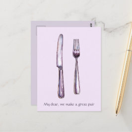 Lavender Knife & Fork Gedrukt Briefkaart