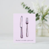Lavender Knife & Fork Gedrukt Briefkaart (Staand voorkant)