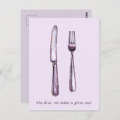 Lavender Knife & Fork Gedrukt Briefkaart (Voorkant / Achterkant)