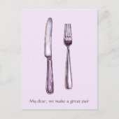 Lavender Knife & Fork Gedrukt Briefkaart (Voorkant)