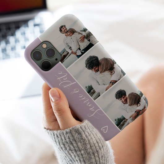 Lavender koppels namen 3 foto's collage grid Case-Mate iPhone case
