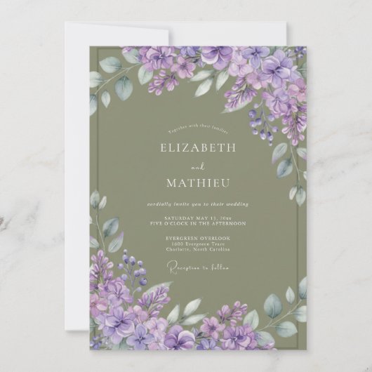 Lavender Kwast Bloesem Bruiloft Kaart (Voorkant)