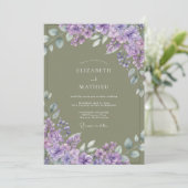 Lavender Kwast Bloesem Bruiloft Kaart (Staand voorkant)