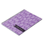 Lavender laat elegant Paars patroon met naam achte Notitieboek (Linkerzijde)