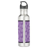 Lavender laat elegant Paars patroon met naam achte Waterfles (Achterkant)
