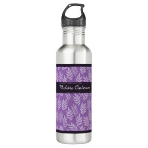 Lavender laat elegant Paars patroon met naam achte Waterfles