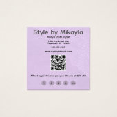 Lavender Lace Beautician Customer Rewards Card Vierkante Visitekaartjes (Voorkant)