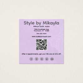 Lavender Lace Beautician Customer Rewards Card Vierkante Visitekaartjes