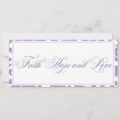 Lavender Lace Faith Hope Love Horizontal Wedding Kaart (Achterkant)