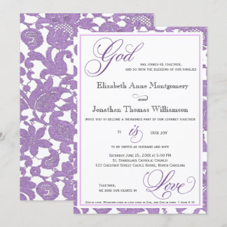 Lavender Lace God is Love Christelijk Wedding Kaart