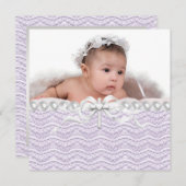 Lavender Lace Pearl Cross Christening Kaart (Voorkant / Achterkant)