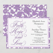 Lavender Lace Script Faith Hope & Love Wedding Kaart (Voorkant / Achterkant)